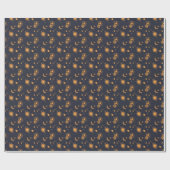 Golden black celestial sun moon galaxy pattern geschenkpapier (Flach)