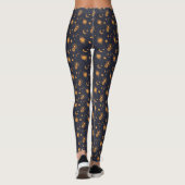 Golden black celestial sun moon galaxy pattern leggings (Rückseite)