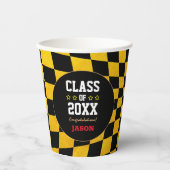Golden/Black Checked Geschlossen Class Year Pappbecher (Vorderseite)