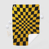 Golden & Black Checked Square Mosaik Golfing /spor Golfhandtuch (Insitu)