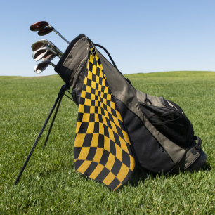Golden & Black Checked Square Mosaik Golfing /spor Golfhandtuch