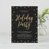 Golden & Black Chic Confetti Corporate Holiday Par Einladung (Stehend Vorderseite)