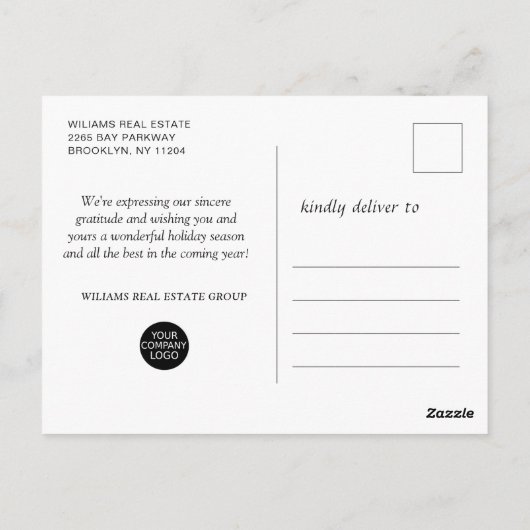 Golden Black Christmas Firmenjargon Postkarte (Rückseite)