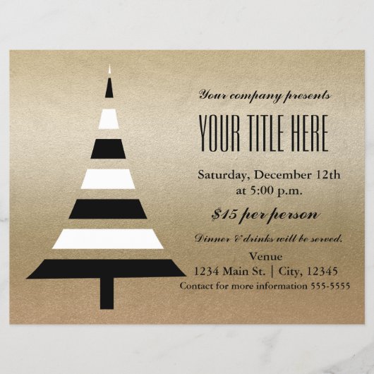 Golden & Black Christmas Tree Flyer (Vorne)