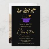 Golden Black Elegant machte er Graduiertenparty Einladung (Vorne/Hinten)