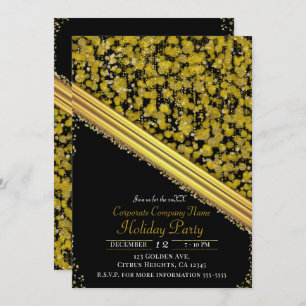 Golden & Black Elegante Glam Company Feiertag Part Einladung