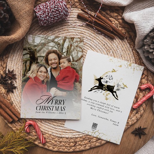 Golden & Black Floral Boho Arch Foto Weihnachten