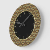 Golden & Black Geometric Art Deco Waves Große Wanduhr (Winkel)