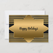 Golden Black Geometric Elegante RSVP Karte (Rückseite)