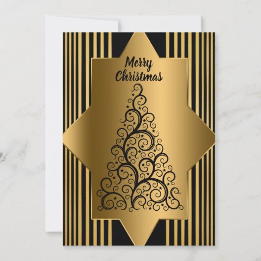 Golden Black Geometric Party Inv Einladung (Rückseite)