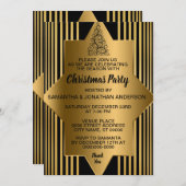 Golden Black Geometric Party Inv Einladung (Vorne/Hinten)