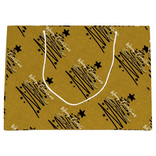 Golden Black Gift Bag Große Geschenktüte (Vorderseite)