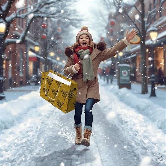 Golden Black Gift Bag Große Geschenktüte