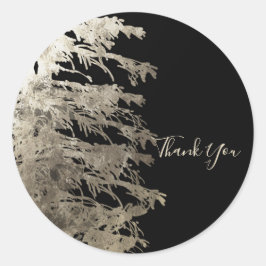 Golden & Black Glam Pine Tree Rustikale Wald Hochz Runder Aufkleber