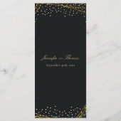 Golden Black Glitzer Confetti Wedding Menu Menükarte (Rückseite)