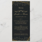Golden Black Glitzer Confetti Wedding Menu Menükarte (Vorderseite)