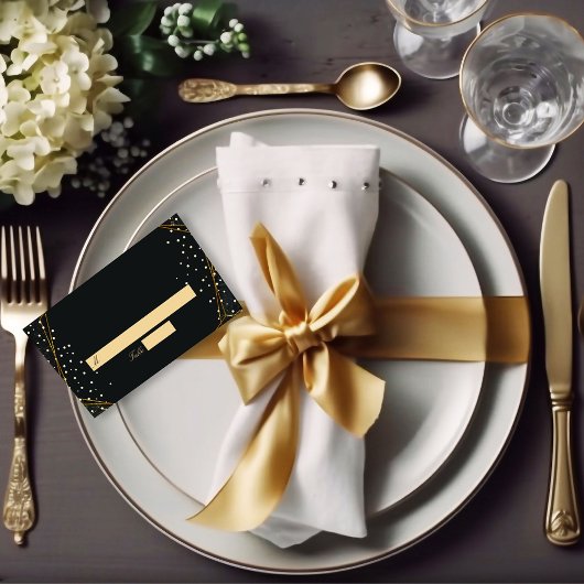 Golden Black Glitzer Confetti Wedding Platzkarte