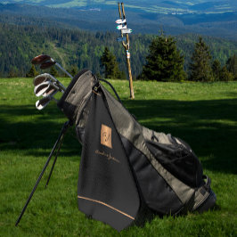 Golden Black Gold Moderner mit Monogramm Name eleg Golfhandtuch