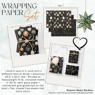 Golden Black Golden Wrapping Paper Sheets Geschenkpapier Set