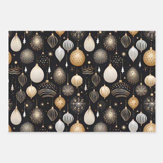 Golden Black Golden Wrapping Paper Sheets Set 7 Geschenkpapier Set (Vorderseite)