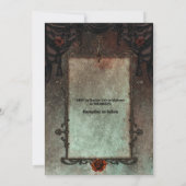 Golden Black Gothic Mirror Frame Halloween Hochzei Einladung (Rückseite)