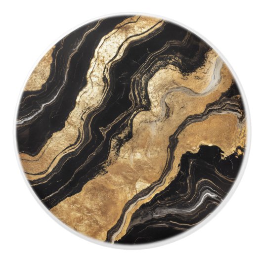 Golden Black Marble Pattern Keramikknauf (Vorderseite)