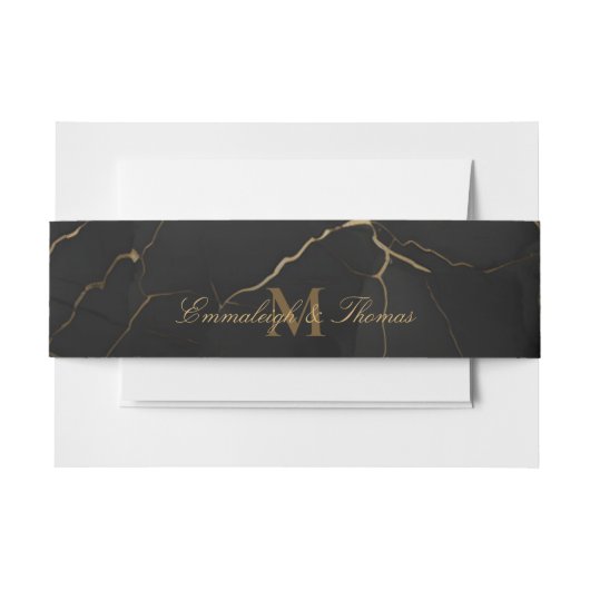 Golden Black Marble Wedding Einladungsbanderole (Vorderseite Beispiel)