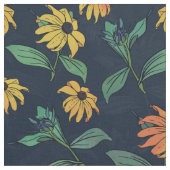 Golden Black Mit Augen Daisy Blume Dunkelblaues De Stoff (Nahaufnahme)