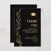 Golden Black Modern Abschluss Dankeskarte (Vorne/Hinten)