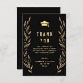 Golden Black Modern Abschluss Dankeskarte (Vorne/Hinten)