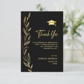 Golden Black Modern Abschluss Dankeskarte (Stehend Vorderseite)