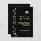Golden Black Modern Abschluss Dankeskarte (Vorne/Hinten)