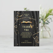 Golden Black Modern Abschluss FOTO Dankeskarte (Stehend Vorderseite)