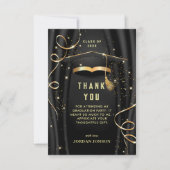 Golden Black Modern Abschluss FOTO Dankeskarte (Vorderseite)