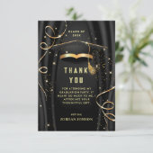 Golden Black Modern Abschluss FOTO Dankeskarte (Stehend Vorderseite)