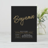 Golden & Black Modern All Occassion Party Event Einladung (Stehend Vorderseite)