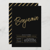 Golden & Black Modern All Occassion Party Event Einladung (Vorne/Hinten)