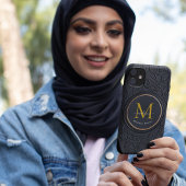Golden & Black Modern Script Bold Monogram Initial Case-Mate iPhone Hülle