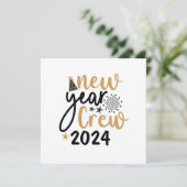 Golden & Black New Year Crew personalisierte Karte (Stehend Vorderseite)