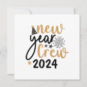 Golden & Black New Year Crew personalisierte Karte (Vorderseite)