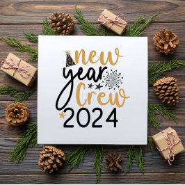 Golden & Black New Year Crew personalisierte Karte