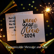 Golden & Black New Year Crew personalisierte Karte