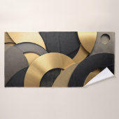 Golden & Black Overlapping Geometrie Abstrakt Badehandtuch (Badehandtuch)