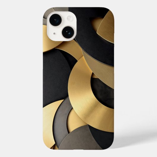 Golden & Black Overlapping Geometrie Abstrakt Case-Mate iPhone Hülle (Rückseite)