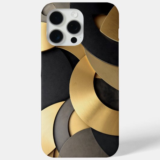 Golden & Black Overlapping Geometrie Abstrakt Case-Mate iPhone Hülle (Rückseite)