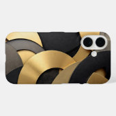 Golden & Black Overlapping Geometrie Abstrakt Case-Mate iPhone Hülle (Rückseite (Horizontal))