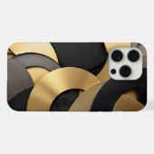 Golden & Black Overlapping Geometrie Abstrakt iPhone Hülle (Rückseite (Horizontal))