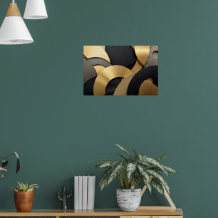 Golden & Black Overlapping Geometrie Abstrakt Poster