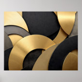 Golden & Black Overlapping Geometrie Abstrakt Poster (Vorne)