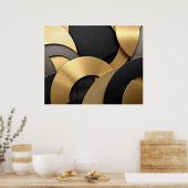 Golden & Black Overlapping Geometrie Abstrakt Poster (Küche)